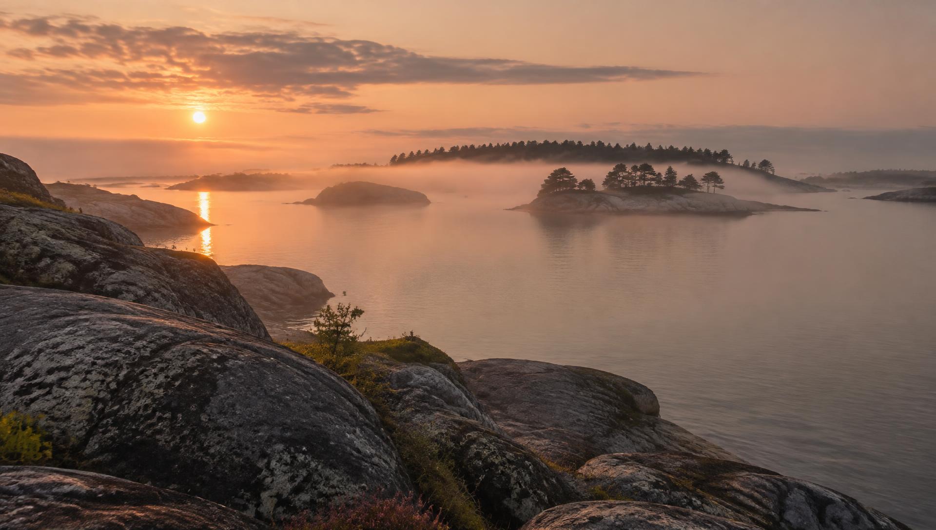 Swedish archipelago at dawn